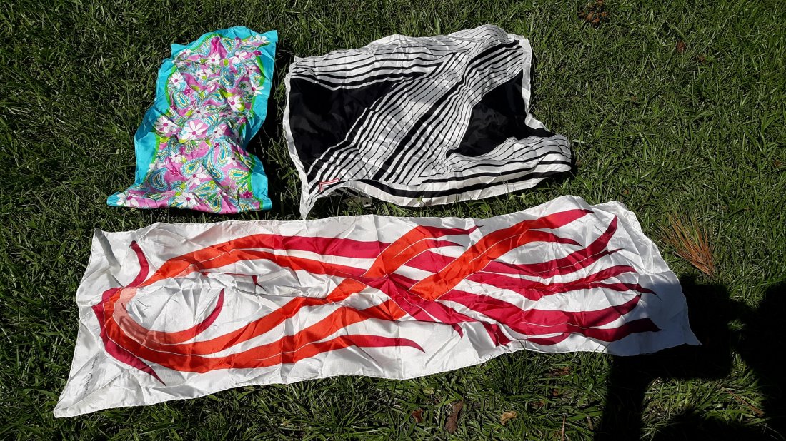 Vintage Geometric Claude Coquerel Paris Scarf,Norel + 3: Vintage Geometric Claude Coquerel Paris Scarf,Norel + 3 pcs claude coquerel paris scarf is just beautiful mid century design, the second is a Norel scarf and the third is lily silk scarf all in very g