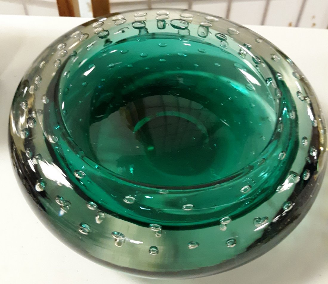 Giant Toso Murano controlled bubble center Bowl MCM: incredible! this is the mac daddy of murano attrib to fratelli toso monumental 8 1/4" across one of the largest controlled bubble mid century pieces to be found! from an advanced collector! perfect an