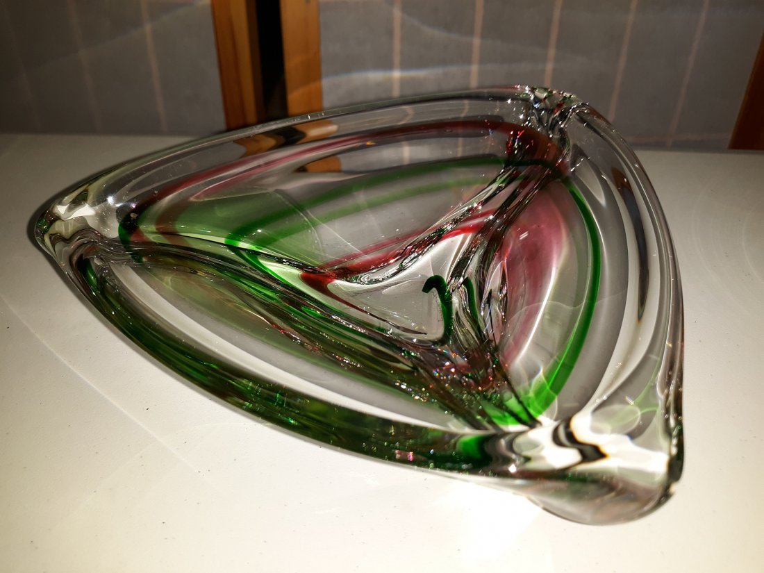 Mid Century Andres Dirk? Art Glass Incredible!: gorgeous mid century art glass owl not an ashtray artist signed bottom see pics no damage from an advanced art glass collector estate item 7 3/4" wide see pics