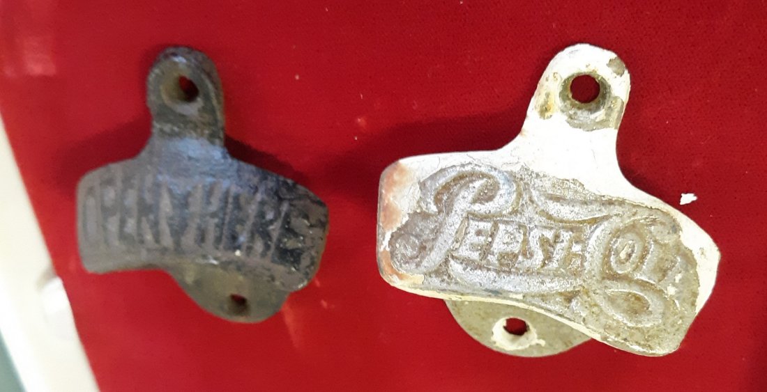 Vintage Bottle Openers Pepsi Starrx & Cast iron: 2 great early bottle openers 1 is a pepsi starrx other is a cast iron do not see markings on it? both for one bid see pics