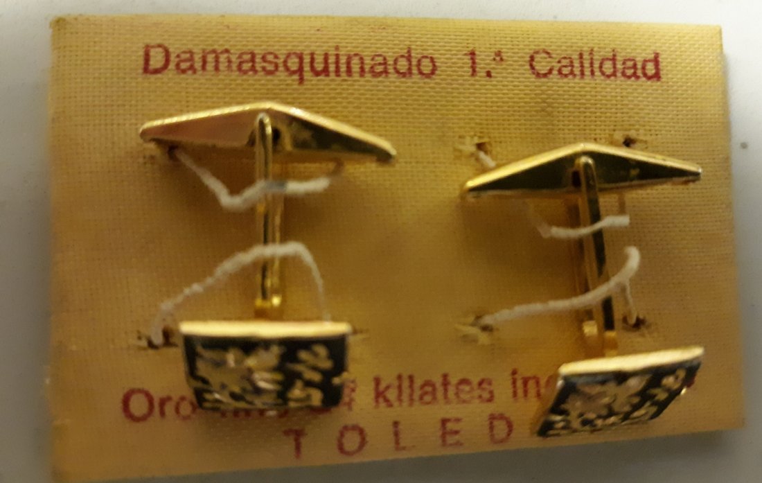 Vintage Toledo 24K damascene Encrusted Cufflink: gorgeous vintage toledo cufflinks 24k encrusted gold filed excellent condition see pics
