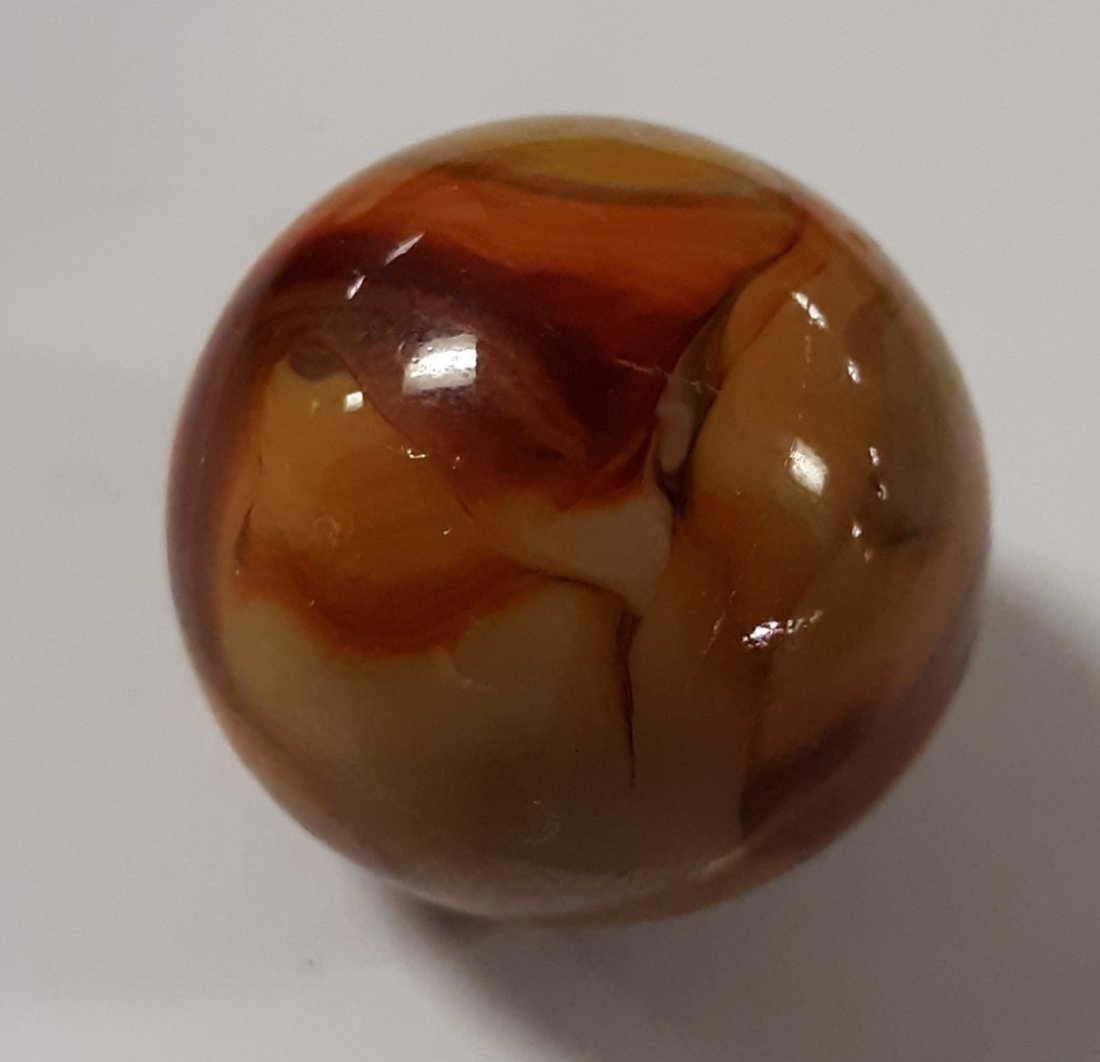 Hand Made Ox Blood Shooter Marble 7/8" Beautiful: another great estate marble 7/8" ox blood swirl w/pontil very good condition seep pics