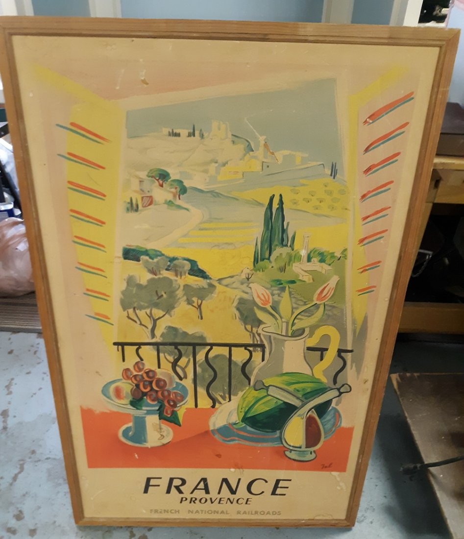 PROVENCE BY TAL VINTAGE FRENCH TRAVEL POSTER: PROVENCE BY TAL VINTAGE FRENCH TRAVEL POSTER around the 40's condition Fair french national railroads see picture original 1940's french railroad poster by TAL staining and wear as expected of true or