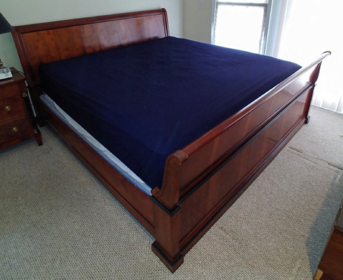 Empire Flame Mahogany King Size Sleigh Bed Century: empire flame mahogany king size bed by Century Furniture Headboard Foot board and rails in excellent condition Estate item headboard 44" tall foot board 34" tall side rails are 12" tall to 10'tall to
