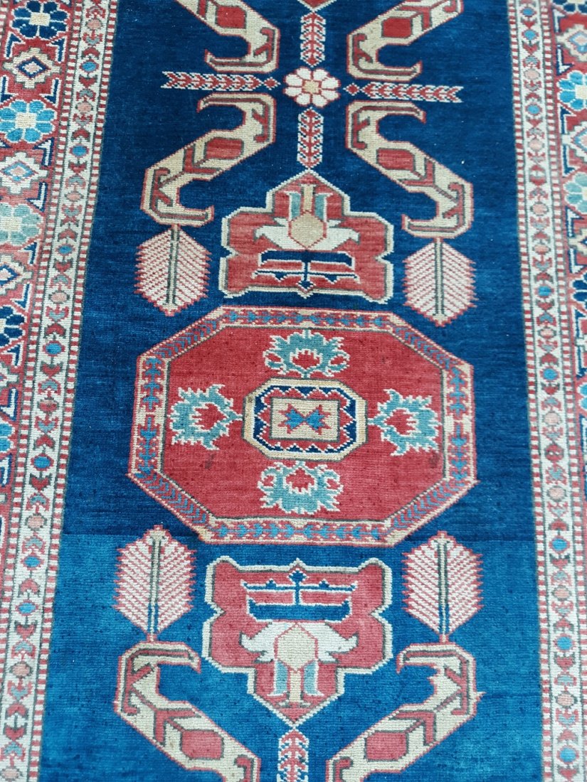 antique Tribal Persian Runner Rug Carpet 32" x 94": another gorgeous estate antique/vintage rug runner,blue,reds,turquoise,tribal Kurdish? 32" x 94" see pics condition very good