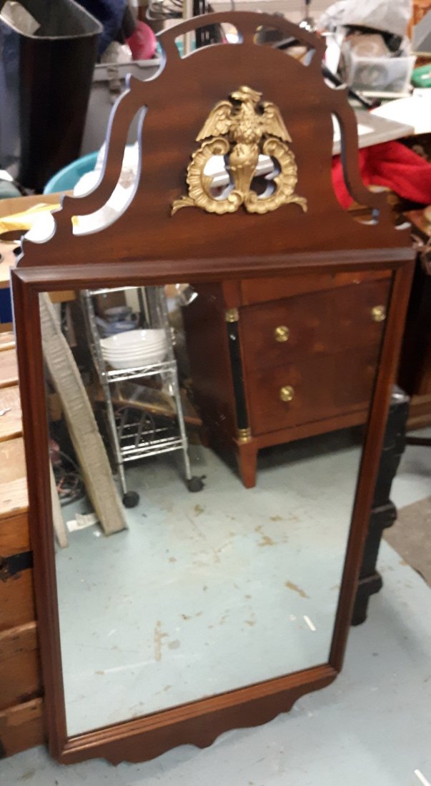 Federal Style Mirror with Eagle Antique: gorgeous antique mahogany mirror with eagle in gold in very good condition 46" x 21 1/2" see pics