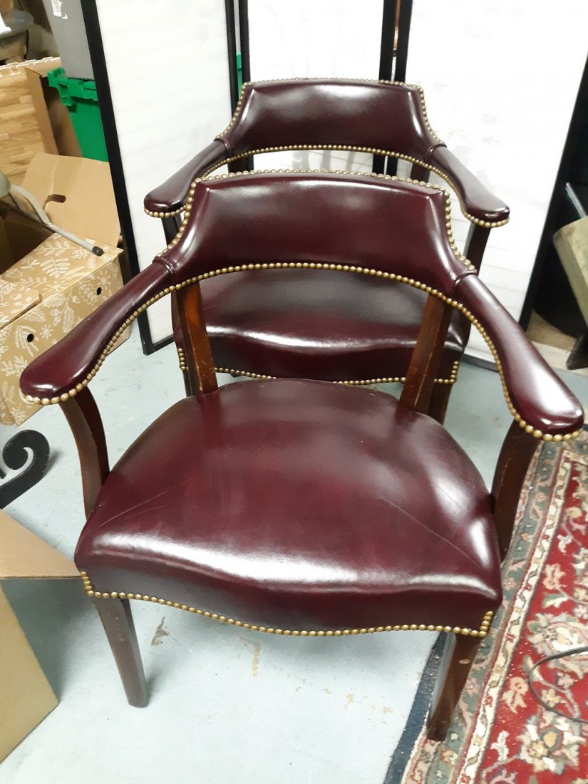 Hancock & Moore Leather Captains Chairs 2 x your bid: beautiful hancock and moore leather captains chairs in burgundy very good condition with minor scuffs and use wear see pics 2 Chairs *****Please note 2 x your bid ******example if you bid $10.00 it wo