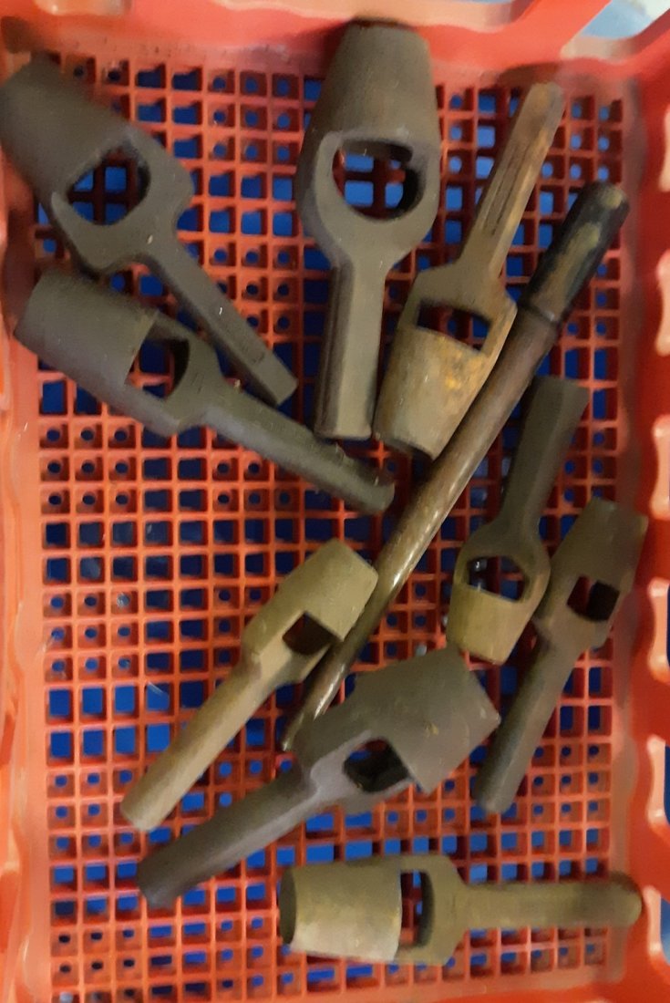 antique cast iron leather hole punches ASF&T ++: nice antique leather tools 9 punches and 1 reamer all varying sized up to 1 1/2"? see pics