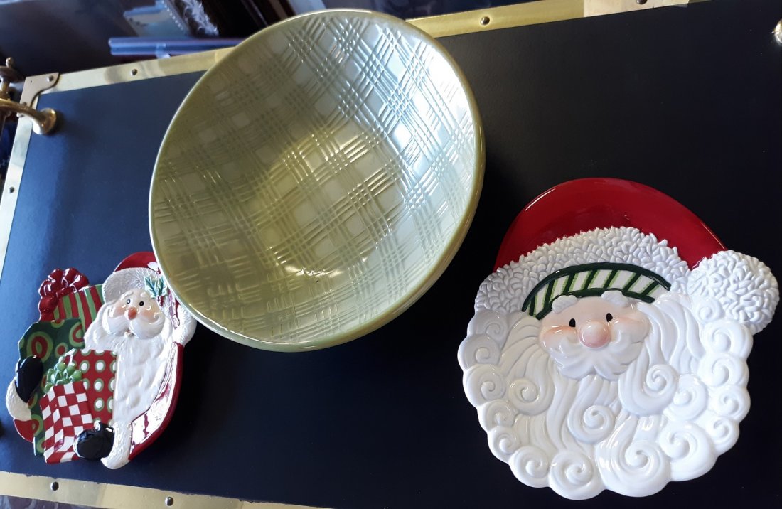 Fitz and Floyd & Charger all 3 for one Bid: beautiful estate pieces 2 fitz and floyd and large 11 1/2" celadon bowl no damage see pics