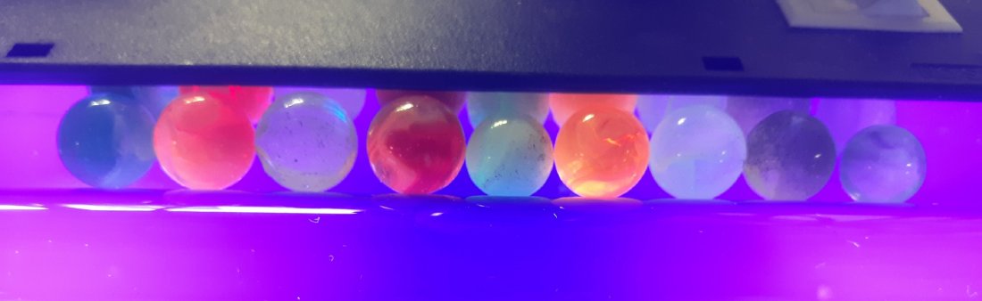 estate marbles glowies lot of 9: from an advanced collector of marbles 9 glowies hand made 1/2" -5/8" approx see pics