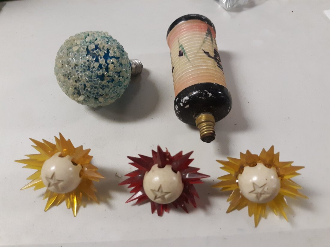 Antique Christmas light Bulb collection lot of 5: 5 great antique Christmas bulbs untested see pics