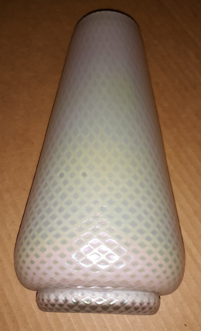 gorgeous opalescent Quilted Vase loetz or Kralik? 7 3/4: beautiful estate carnival opalescent quilted fluted base attrib to loetz or kralik? 7 3/4" tall see pics no damage