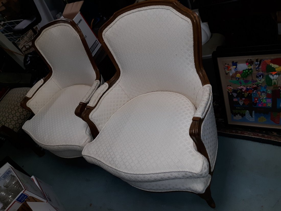 Gorgeous French Empire Chairs Pair 2 x bid!: Gorgeous French Empire Chairs Pair 2 x bid!beautiful estate chairs very clean no rips or tears nice. fully decked high end quality see pics ***************important please Read 2 times your bid*******