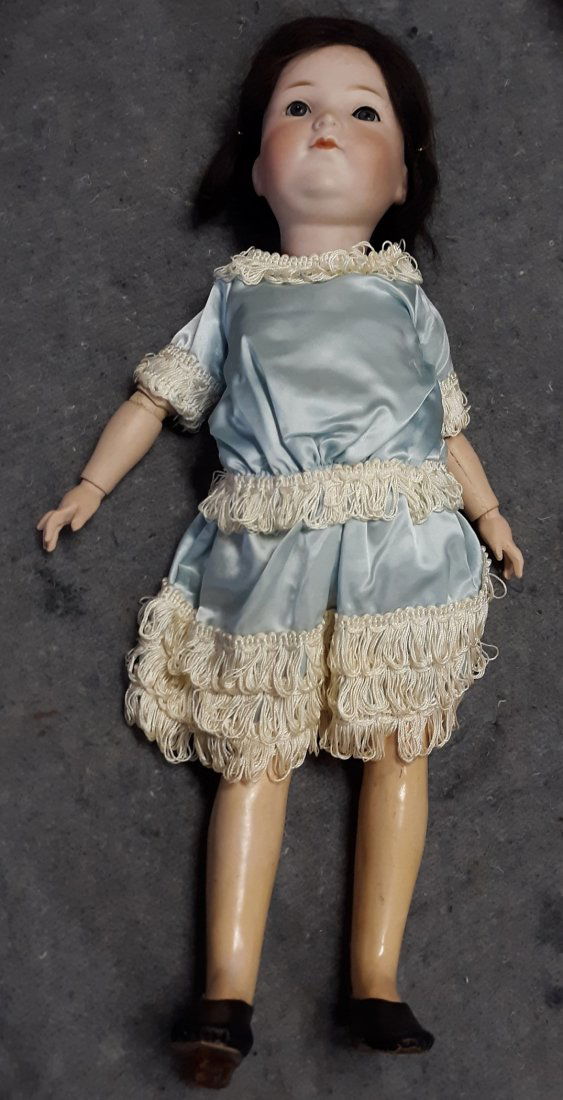 Armand Marsielle Germany Doll A-5-M 20" Beauty!: gorgeous estate doll from lifetime collector wood jointed and bisque head 20" long see pics for condition report so cute! clothing in good condition dress, slip,undergarment and shoes one shoe heel is