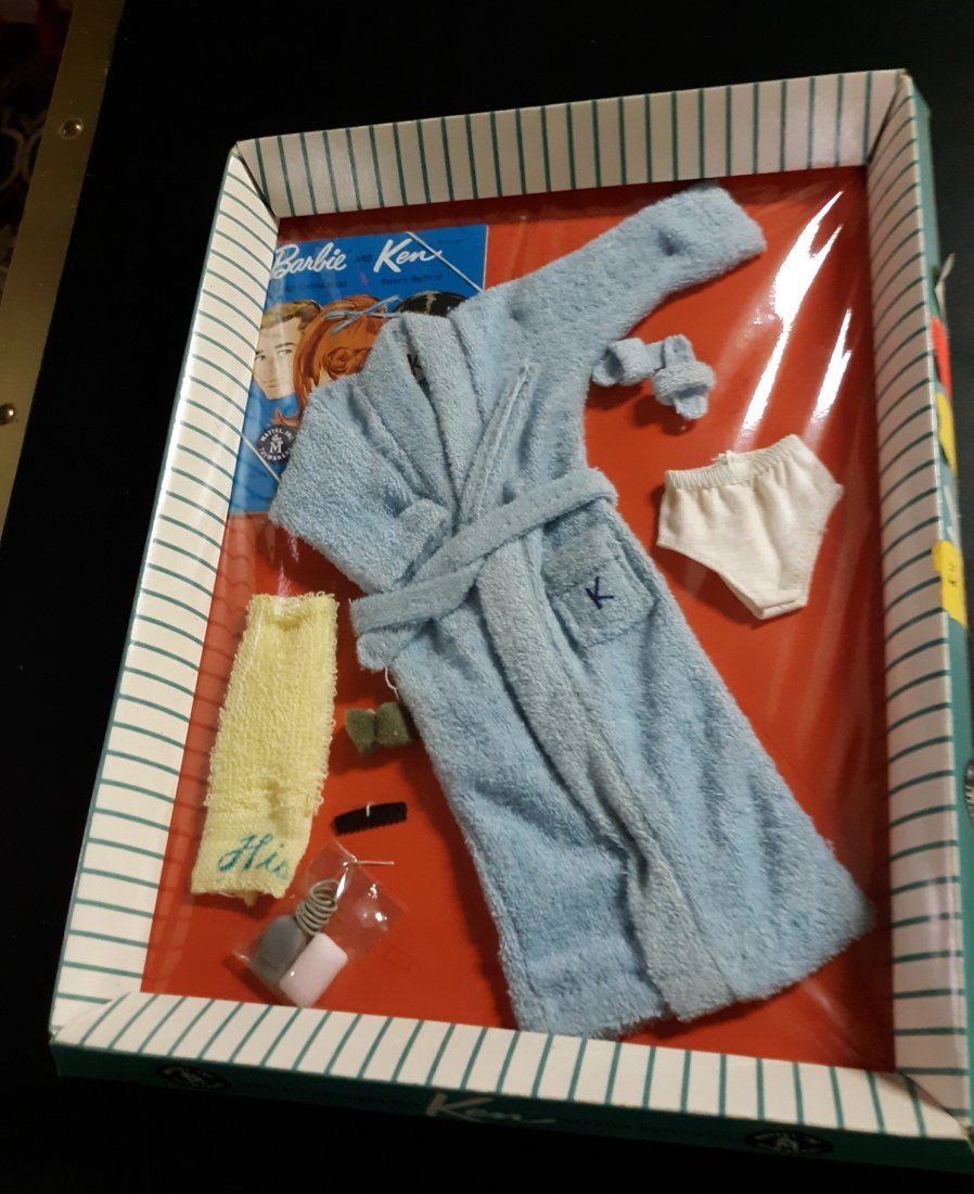 barbie Ken Doll 1961 Terry togs Mint in box #0784: from collector estate collection mint in box never opened this is for the collector who wants the best! Ken #0784 complete shaver,and soap in cello sponge towel robe slippers underwear and comp and bo