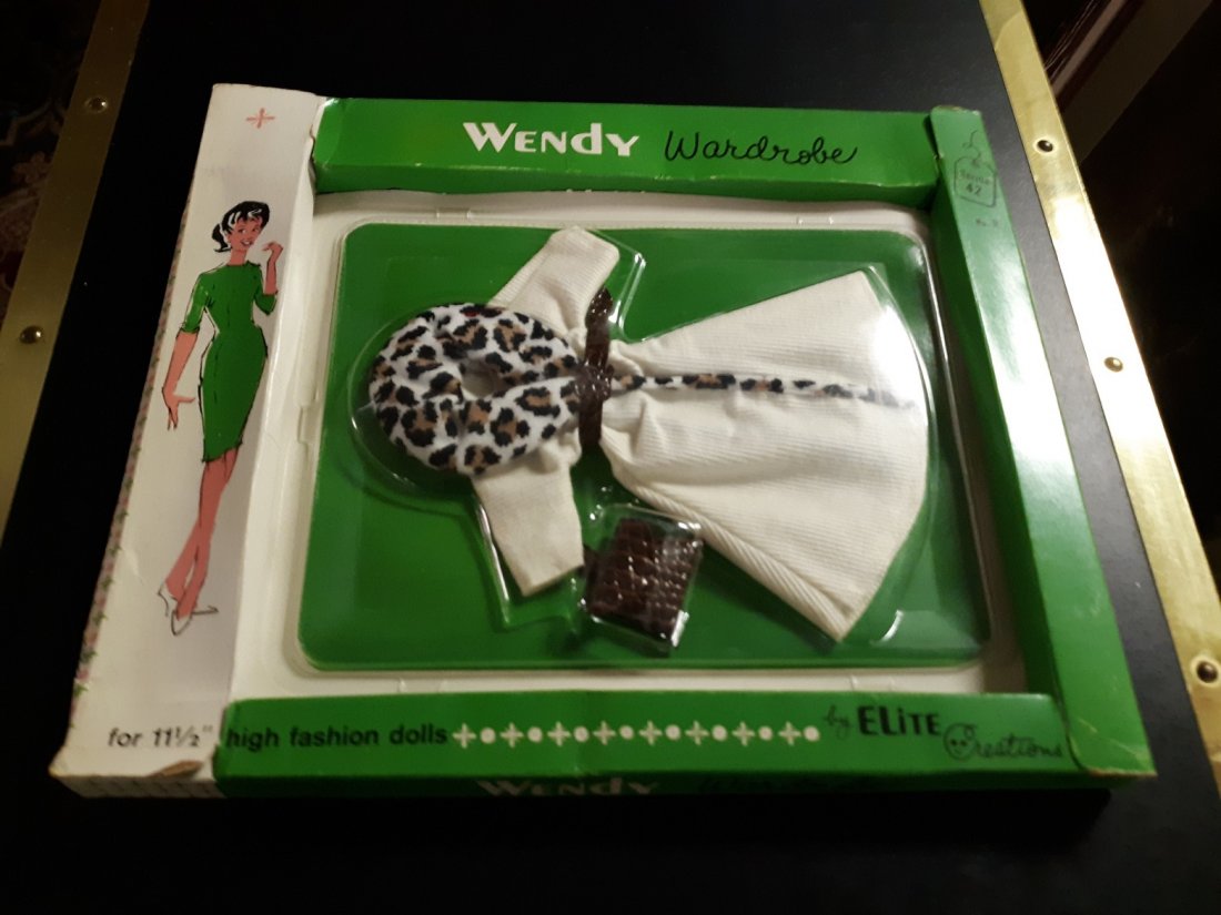 Barbie's Wendy Wardrobe 1960's Elite Creation MIB!: from estate 1960's wendy's wardrobe fashion dress and purse for barbie, never out of the box! box shows light storage flattening but very nice see pics