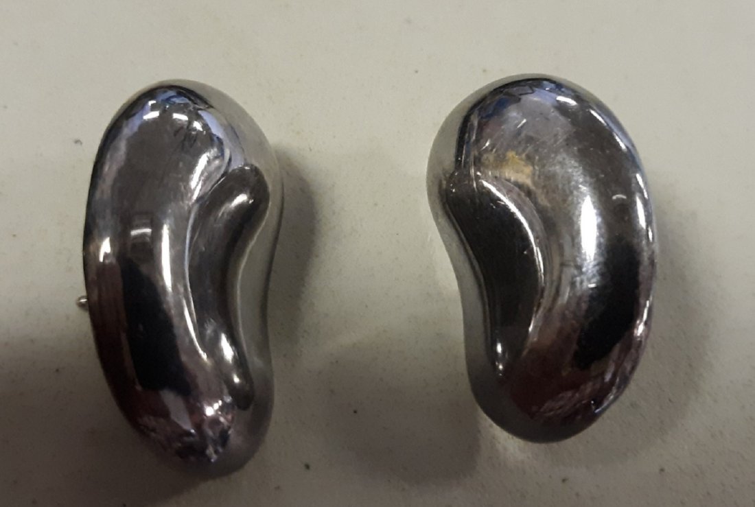 italy sterling pierced Bean Earrings Charles Garnier: beautiful estate earrings bean shape sterling silver by Charles Garnier in very good condition see pics