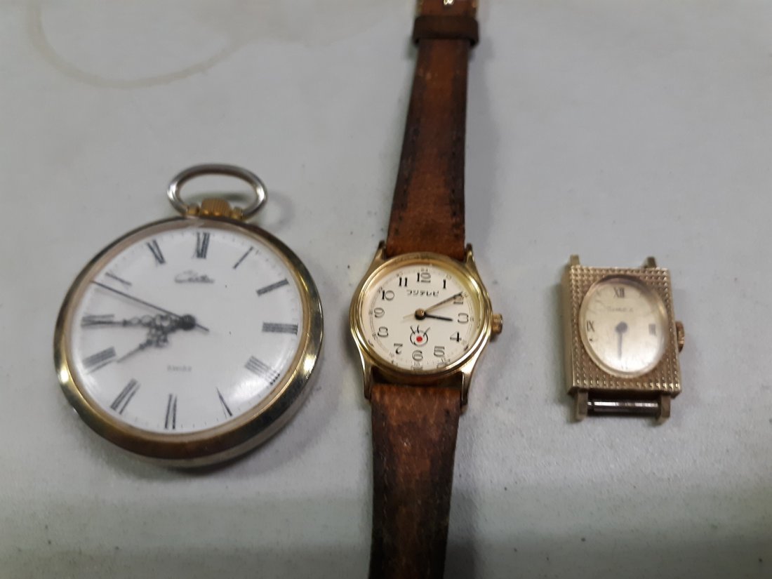 estate watch and pocket watch lot vega russian,timex ++: 3 nice estate watches 1940's timex needs repair nice case, vintage vega with russian writing? and chateau pocket watch not working clean and lube needed? see pics