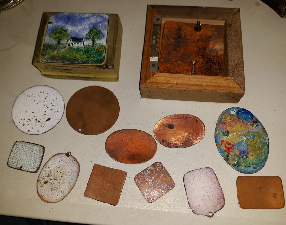 collection of john shaw enamel copper art 13PCS!: estate collection of john Shaw enamel on copper art pieces pendants and framed pieces heirloom quality with artist bio and process to make these all by hand! 13 pcs