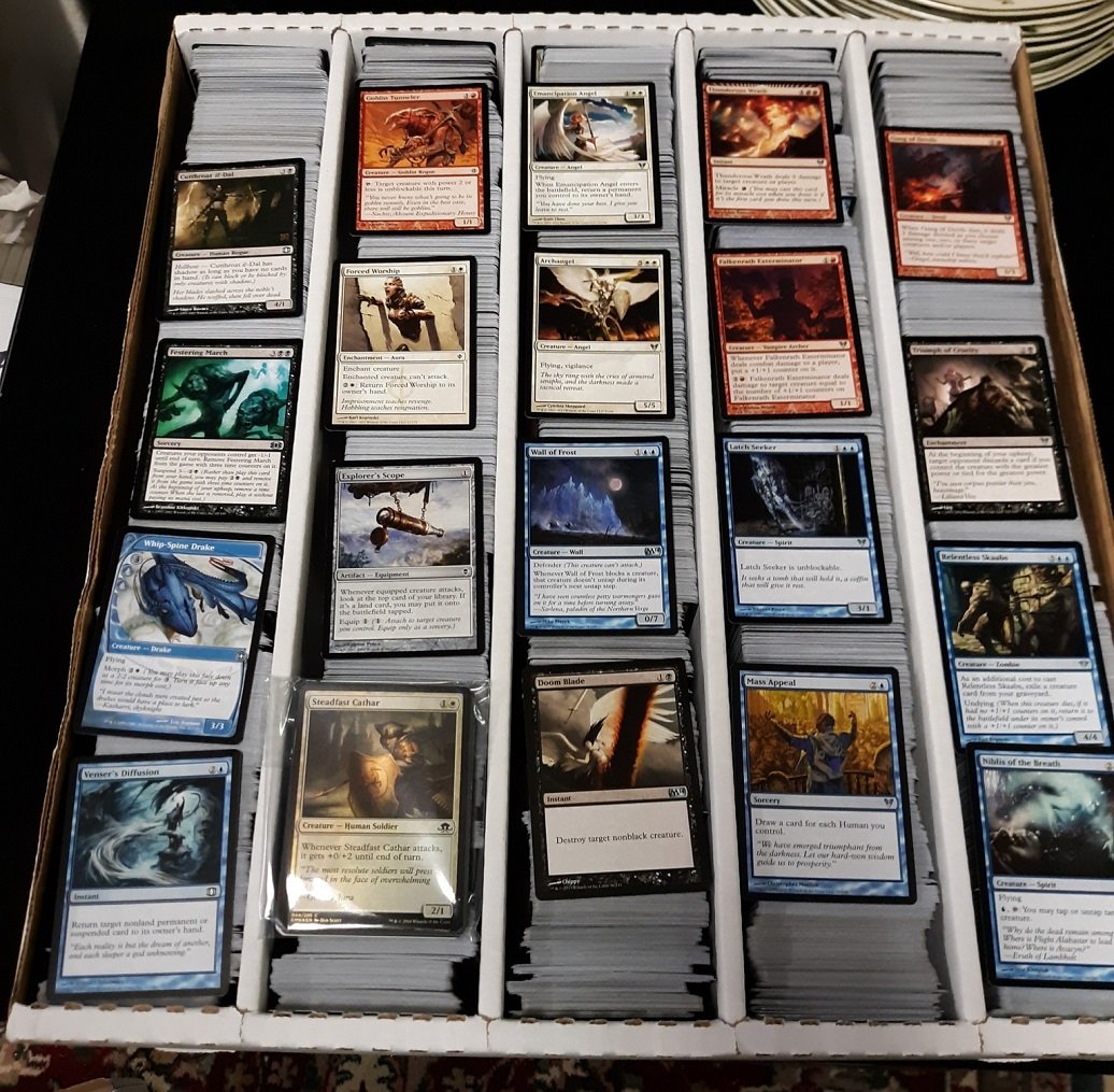 magic the gathering card game lot of 5000++ foils too: all mixed years all appear mint or near mint see pics sted fast cathar,whip spine,drake,doom blade,gang of devils see pics