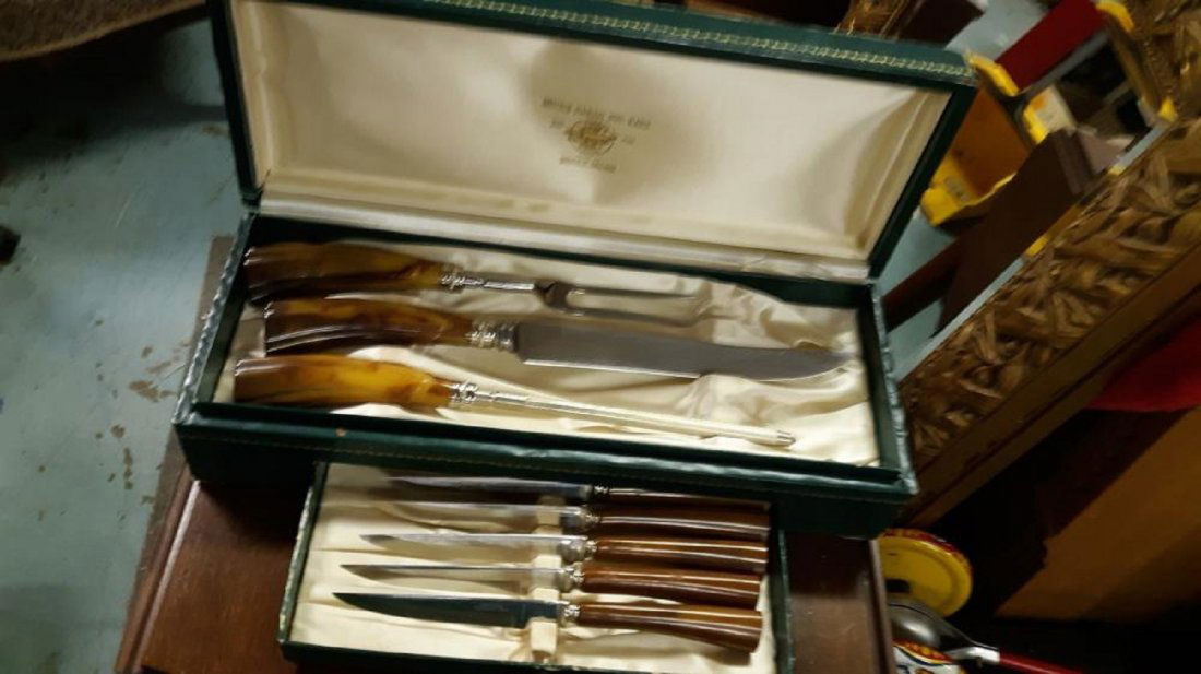 Vtg 9 pcs E Parker & Sons Sheffield England Carving set (1 of 4)