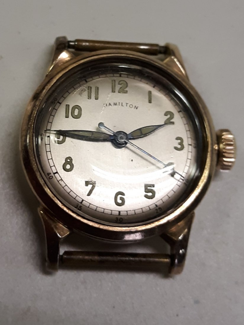 Hamilton WWII 10K gf Watch Pat#2467062 Bubble back: nice estate WWII watch 10K gf case in very good condition luminous hands and hours not working probably just needs a good cleaning? see pics also called a Bubble Back! Pat 2467062 10k gf