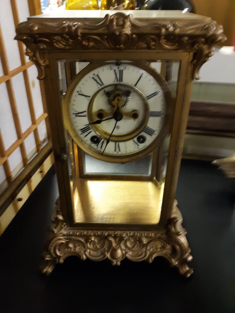 Ansonia Open Escapement regulator clock 1900's works: Ansonia Open Escapement regulator clock 1900's works nice late 1800's -early 1900 ansonia crystal regulator clock working with key! as found from estate see pics