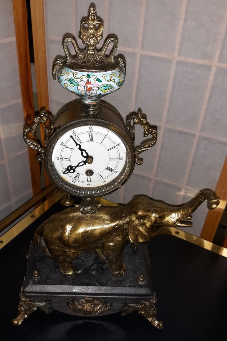 French 19th Century louis XVI style Elephant Clock: gorgeous estate 19th century French elephant clock bronze? on a marble Plinth w/ormolu feet working! 156 1/2" tall 10" wide 6" deep see pics just beautiful! w/key