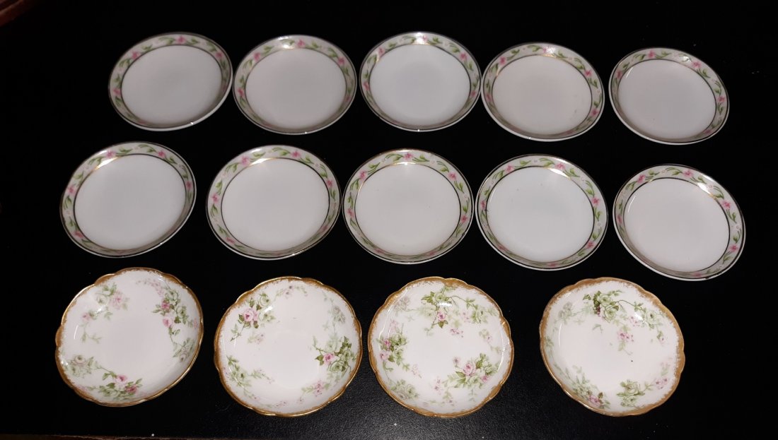 antique butter pats Limoges & Austria 14 pcs: from estate beautiful collection of 14 butter pats both limoge and austria no damage noted see pics
