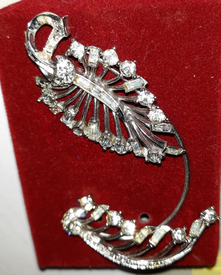 rare Marcel Boucher signed 1950's Pendant baguettes too: gorgeous estate rhinestone pendant by marcel Boucher double signed a few stones missing but you have to hunt to see displays gorgeous see pics