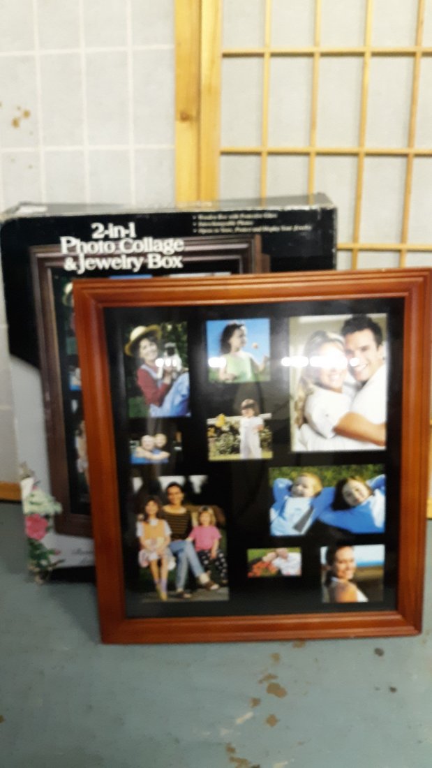 Wall Mounted Jewelry Armoire W/Photo Frame, Hanging: Wall Mounted Jewelry Armoire with Photo Frame, Hanging Lockable Jewelry Storage Cabinet with orig box looks like it was never used see pics