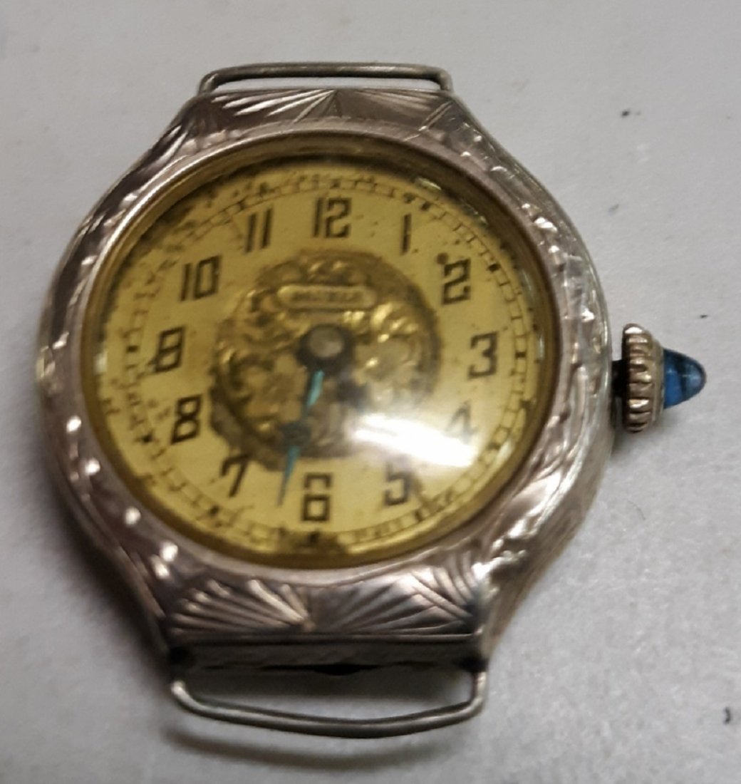 Watch antique 14K Bruner ladies sapphire Crown!: nice antique 20's 14K solid gold case 16AJ Bruner movement not working prob just needs a clean and lube? 14k s.s.w. bruner case alone weighs 3 grams see pics