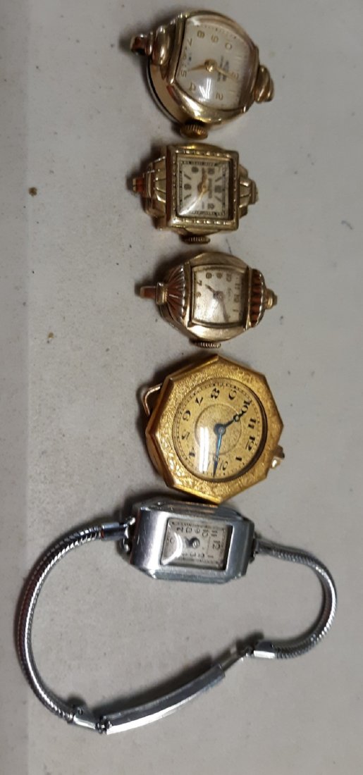 Watches Vintage lot of 5 parts or repair 10kgp bulova +: nice estate watches good for parts or repair? one is 10K rolled gold the octagon one has no back looks like 10k-14K? check out the pics