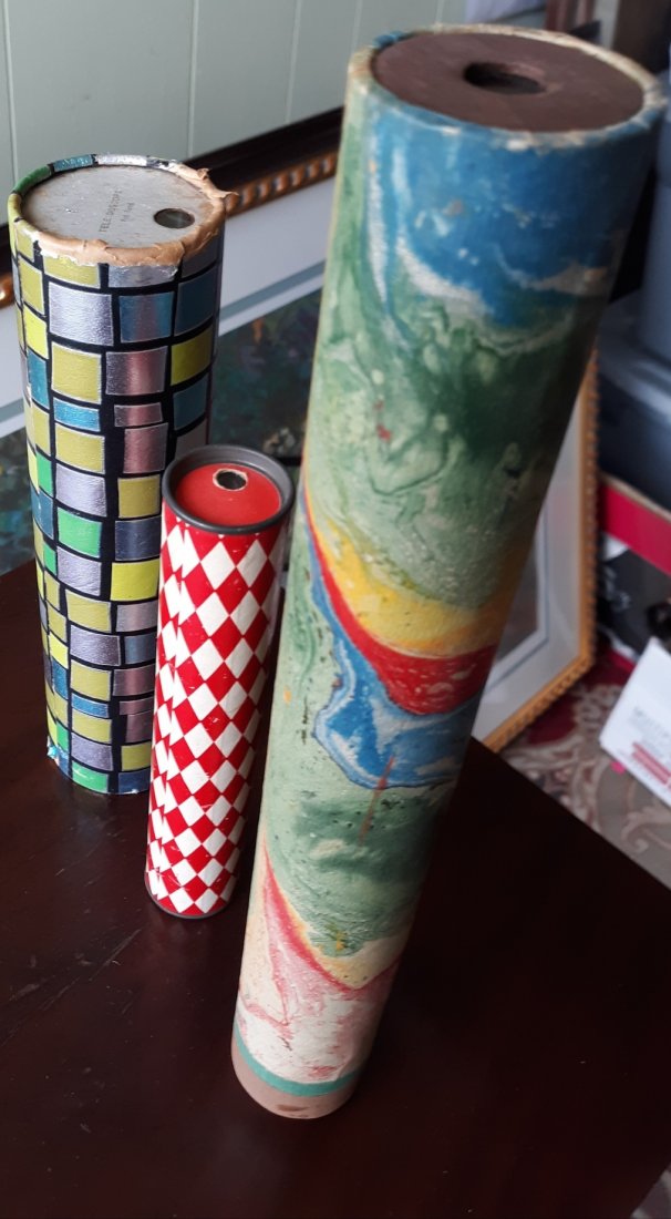 Antique Kaleidoscopes teleidoscopes lot of 3 Nice: from estate collection lot of 3 all in good to very good condition 12 3/4" & 9 1/4" and 7 1/2" see pics all 3 for 1 bid!