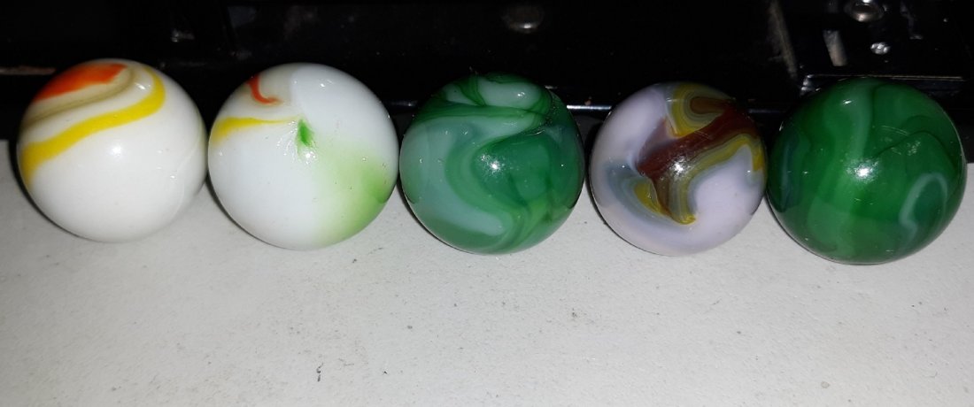 Marbles Shooter estate lot of 5 hand made big pontil (1 of 2)