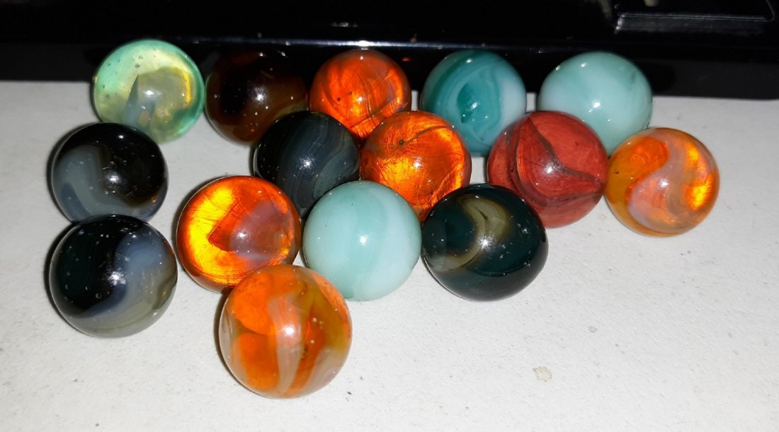 Marbles antique estate toys lot of 15 5/8" ++: from estate collection 15 antique marbles some have pontils look mostly hand made? see pics