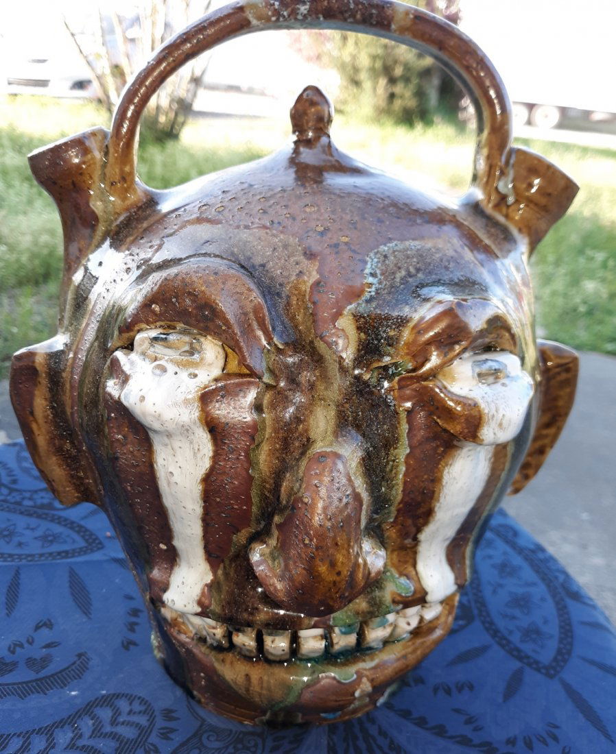 Marvin Bailey Double Spout Face Jug 11 1/4" Awesome! (1 of 7)