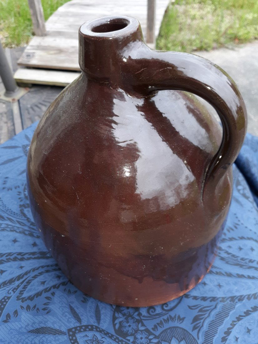 Antique? Bell pottery Whiskey Jug 9 1/2" tall (1 of 4)