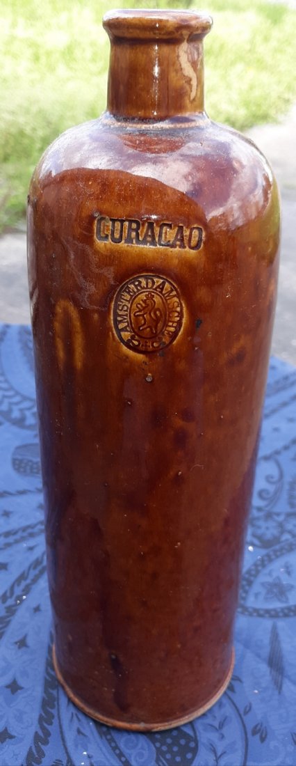 antique ? curacao stoneware jug brown glaze 11" (1 of 5)