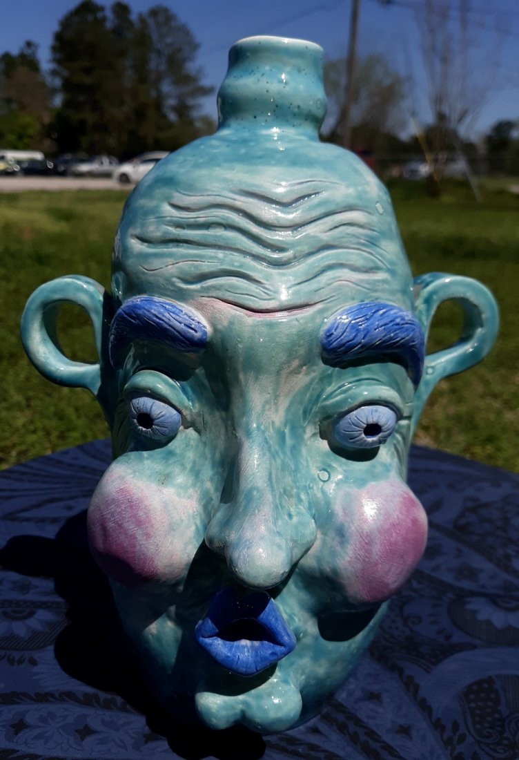 Face Jug Pottery 2009 signed Beryl Clown Face? (1 of 5)
