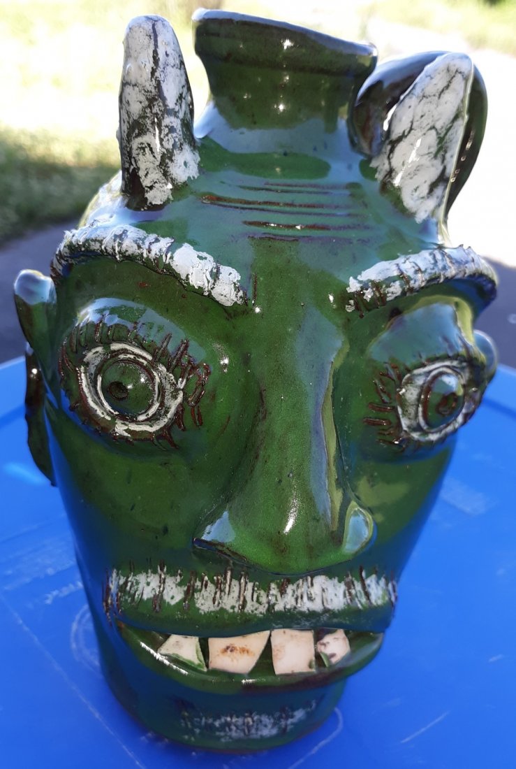 Bobby Ferguson Rare Devil Pottery face Jug 8" (1 of 4)