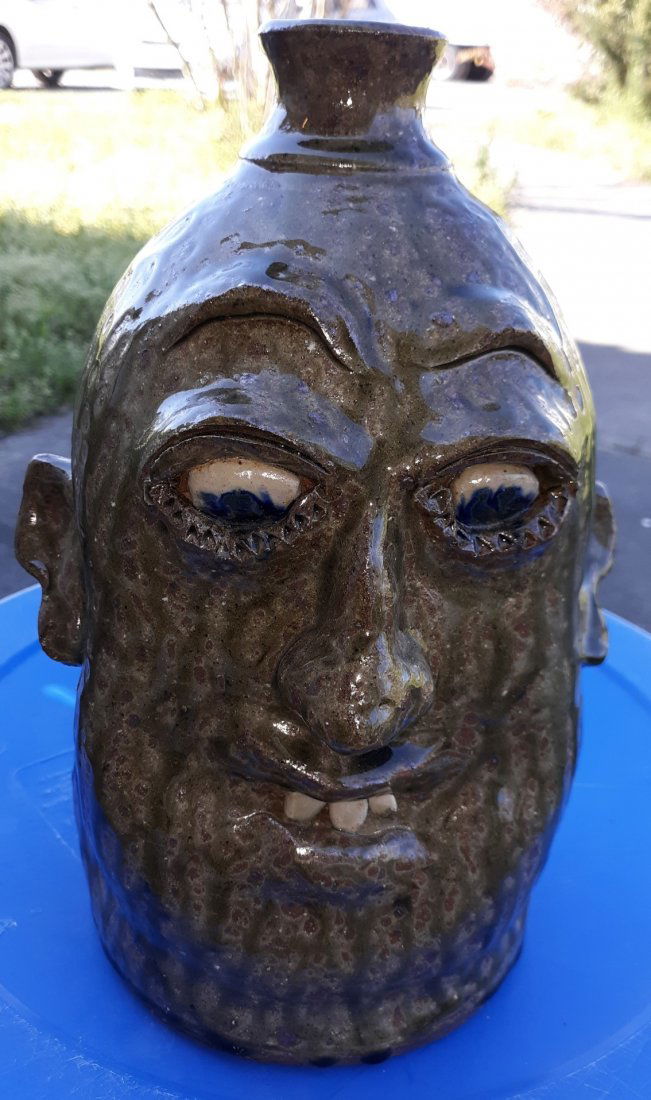 Shelby West Pottery face jug tobacco spit 11 1/2" (1 of 5)