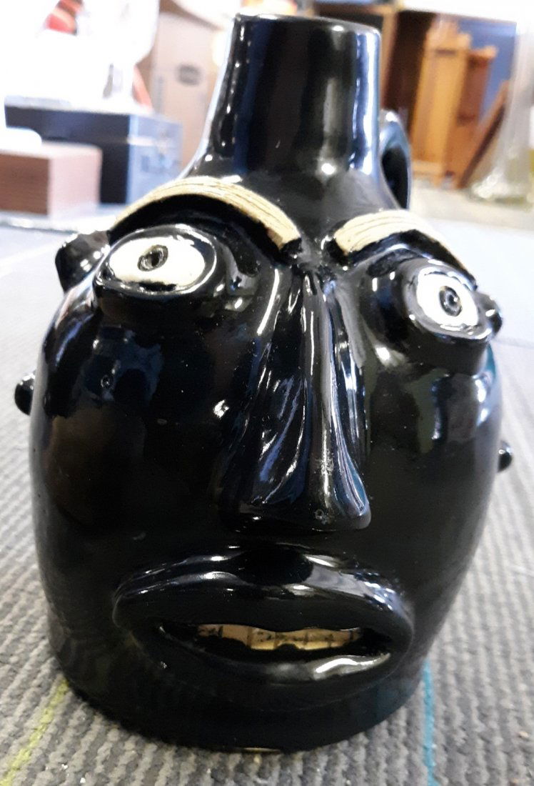 Georgia Pottery face Jug stamped "Rock" (1 of 5)