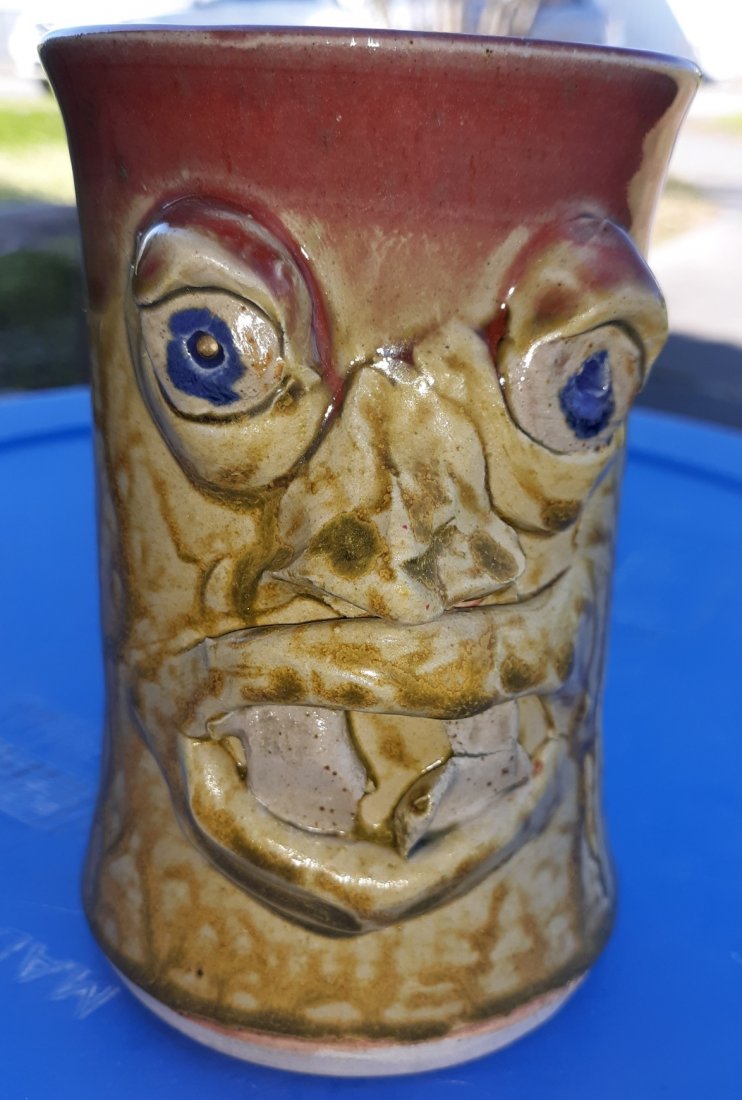 Kit Vanderwal NC Pottery face mug jug 5" (1 of 5)