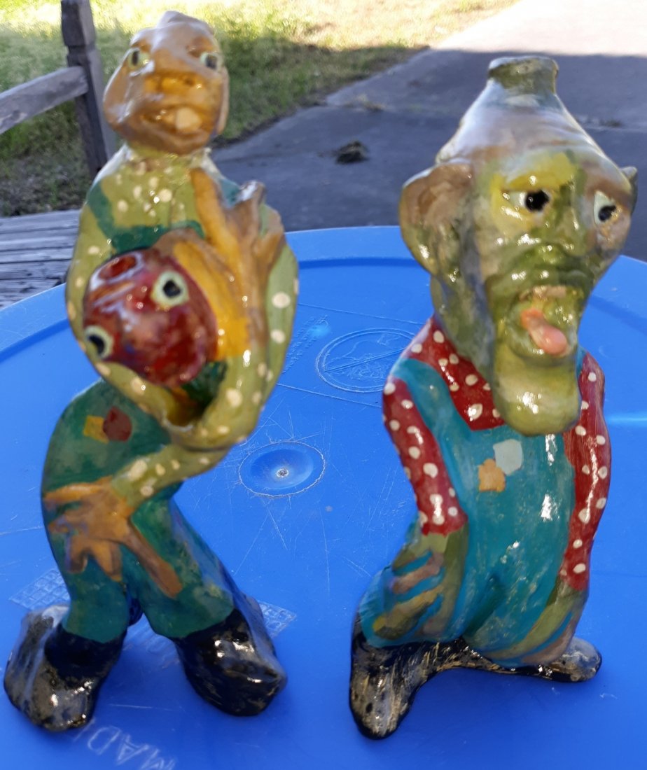 Ken & Faye Bradshaw Pottery face jug people 2pcs (1 of 3)