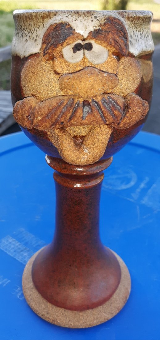 Eakin pottery face goblet mug jug 8" signed (1 of 4)