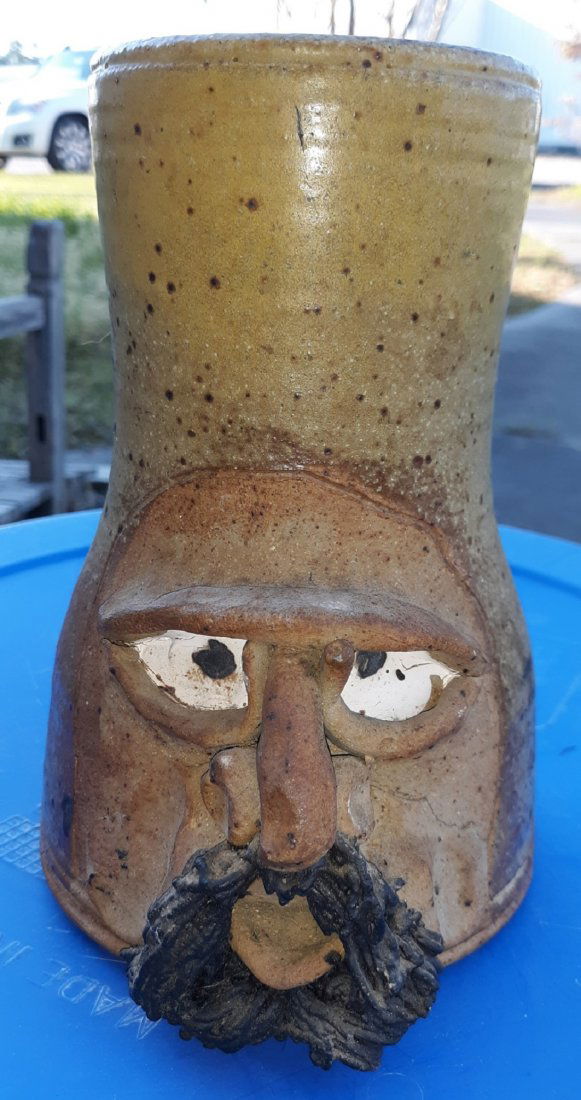 Jef Barton Pottery face jug mug tankard 8" (1 of 5)