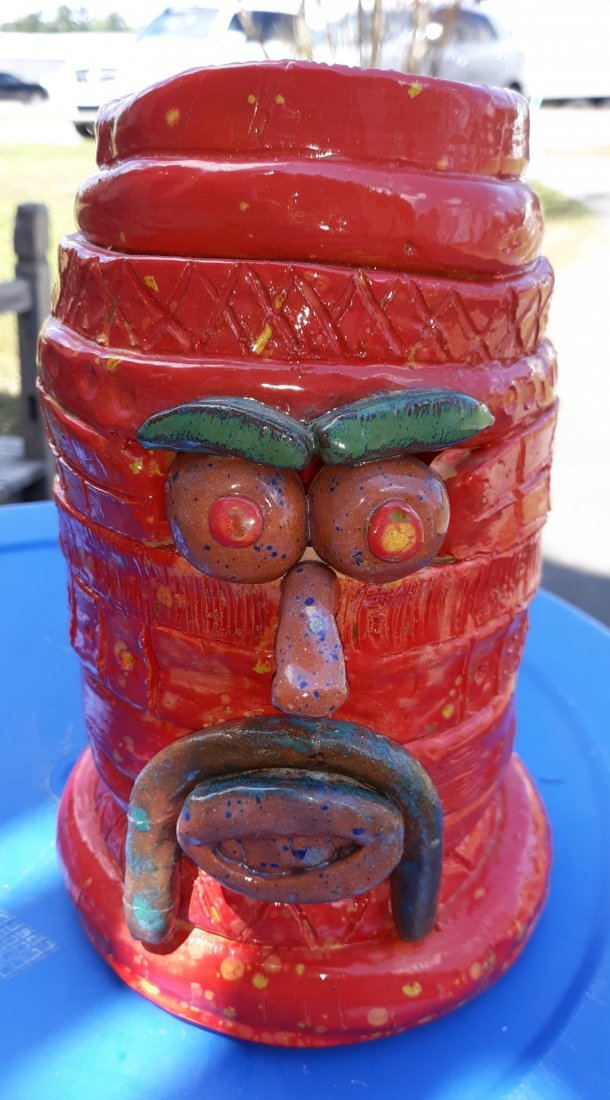 Face Jug mug signed MI pottery 8" (1 of 5)