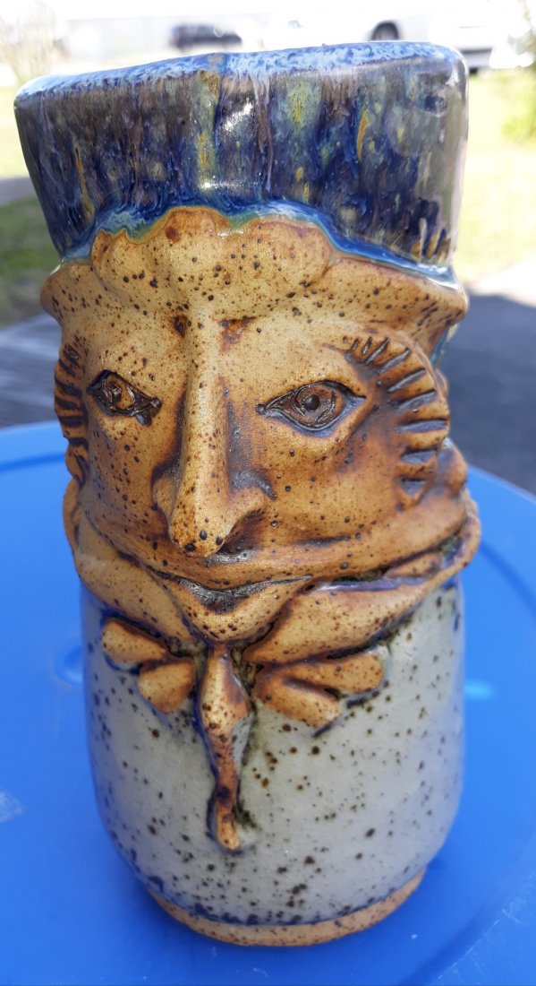 Studio Pottery face Mug jug 7 1/2" beauty! (1 of 5)