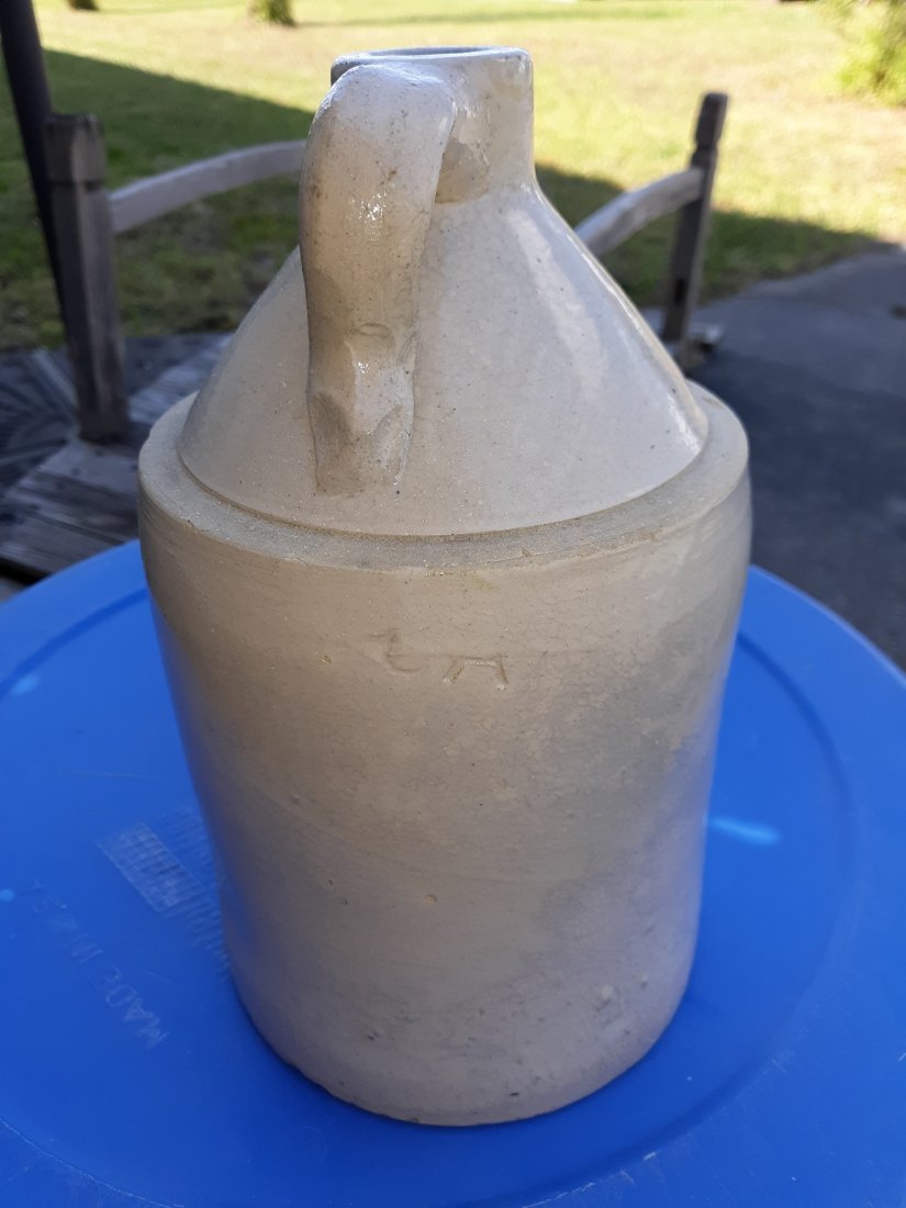 Crock Moonshine antique whiskey signed 9 3/8" tall: from estate great antique crock 9 3/8" tall 5 5/8" across bottom see pics for condition no contents empty